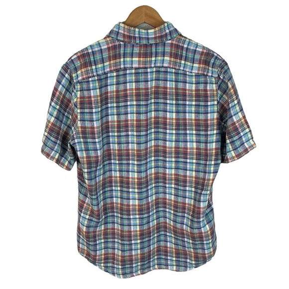 BF1340 Men’s L.L. Bean Slightly Fitted Plaid Preppy 100% LINEN Beach Shirt M - Picture 4 of 5